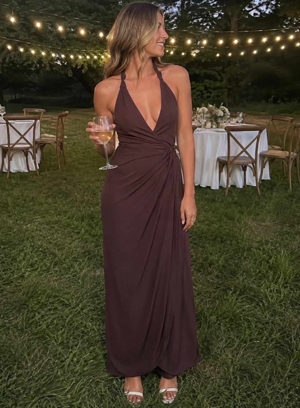 STAUD Reagan Maxi Dress in Brown Size Medium
